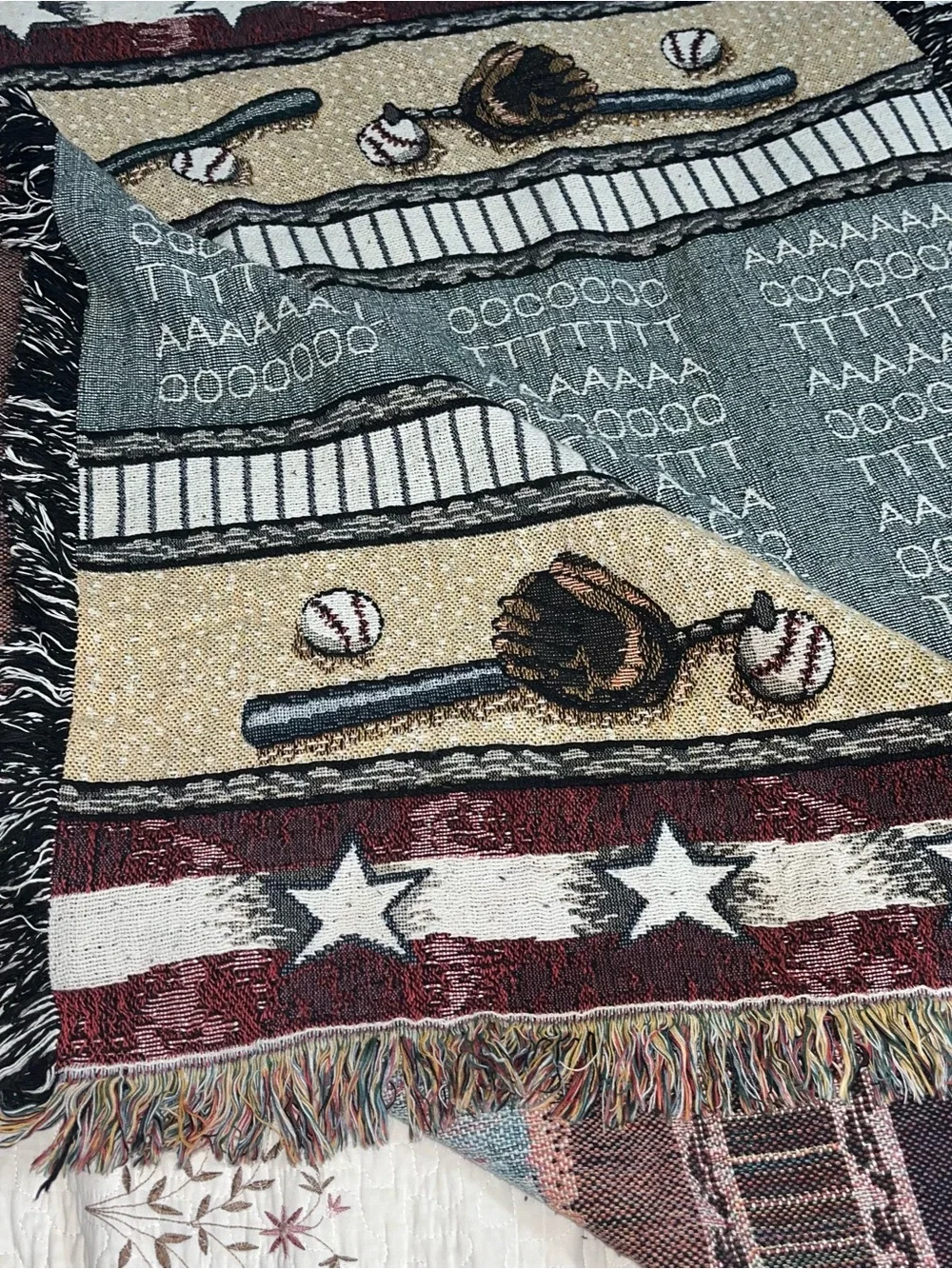 Softball Themed Decorative Woven Throw Blanket Baseball